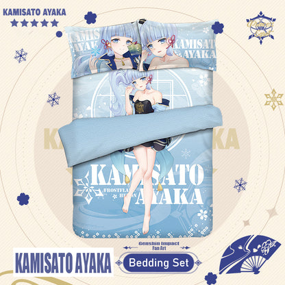 Kamisato Ayaka Anime Velvet Bedding set (4-piece)