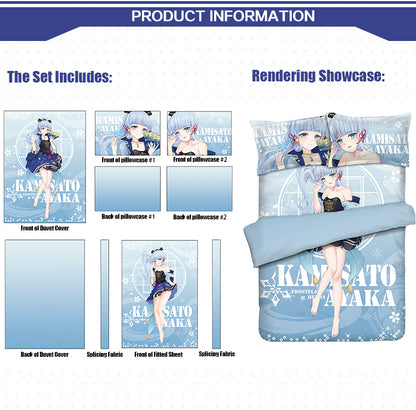 Kamisato Ayaka Anime Velvet Bedding set (4-piece)