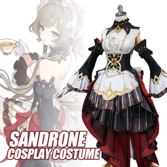 Genshin Impact Sandrone Cosplay Costume - Fatui Harbinger The Marionette Outfit Full Set with Accessories