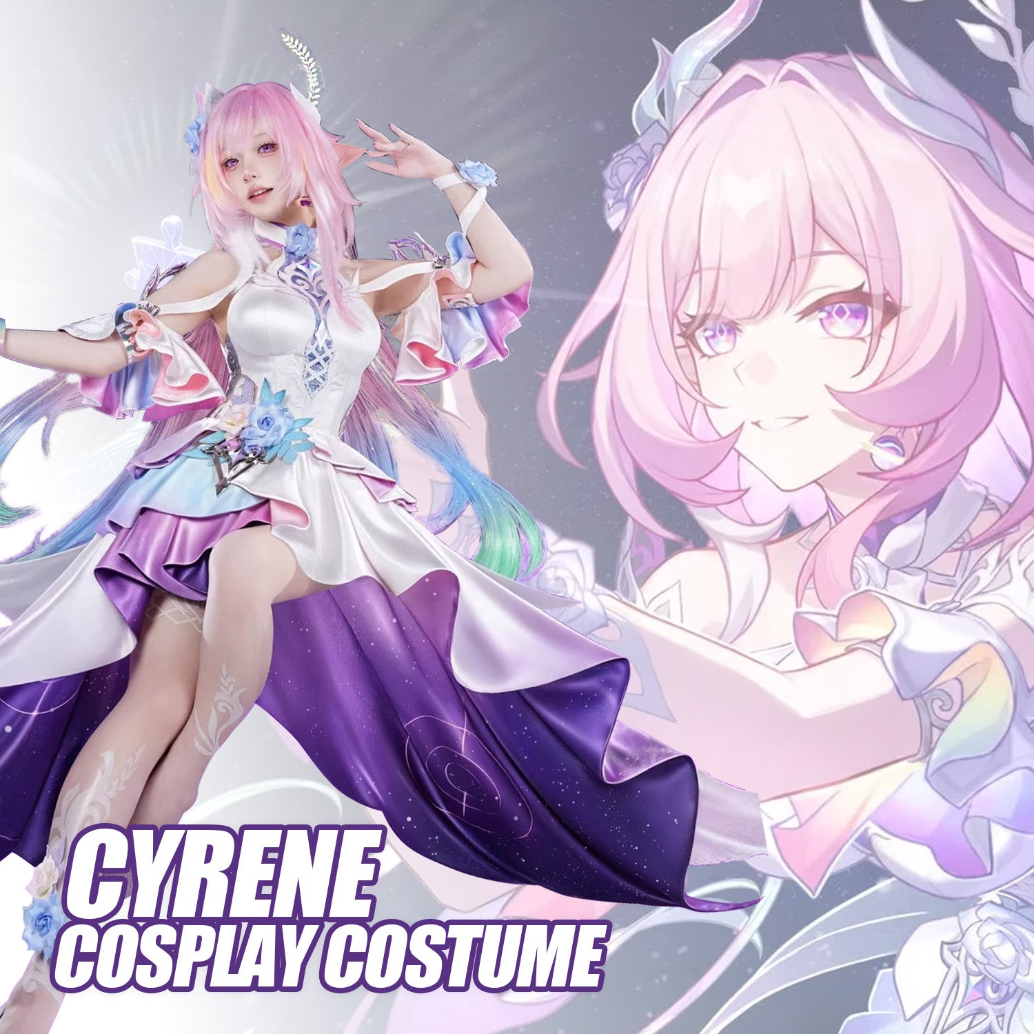 Honkai: Star Rail Cyrene Cosplay | 3.7m Grand Train & Halo Set ...