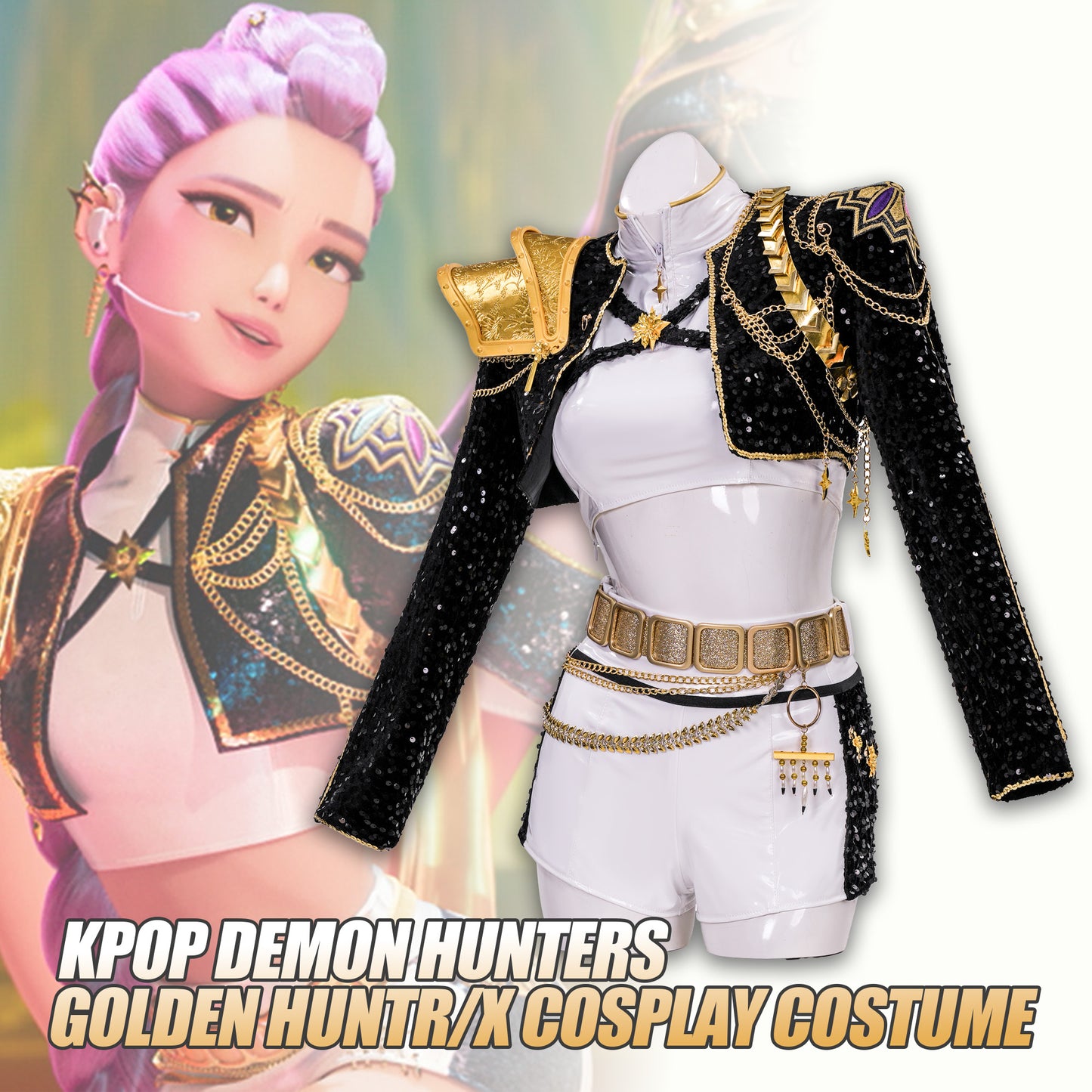 KPop Demon Hunters Rumi Custom Size GOLDEN HUNTR\X Cosplay Costume