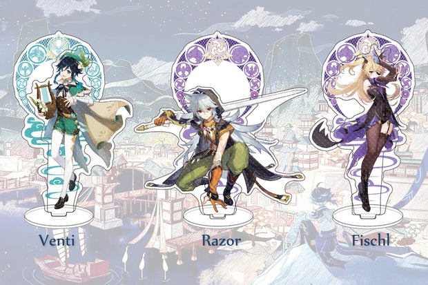 Genshin Impact Acrylic Charms Standee Figure Stand\ Zhongli,Xiao,Barbara,Aether,Lumine\Action Figures\Buy Two Get One Free!