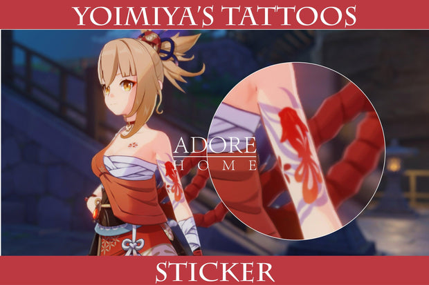 Yoimiya Cosplay Tattoo Sticker,Temporary Tattoo,Fake Body Art Sticker Waterproof