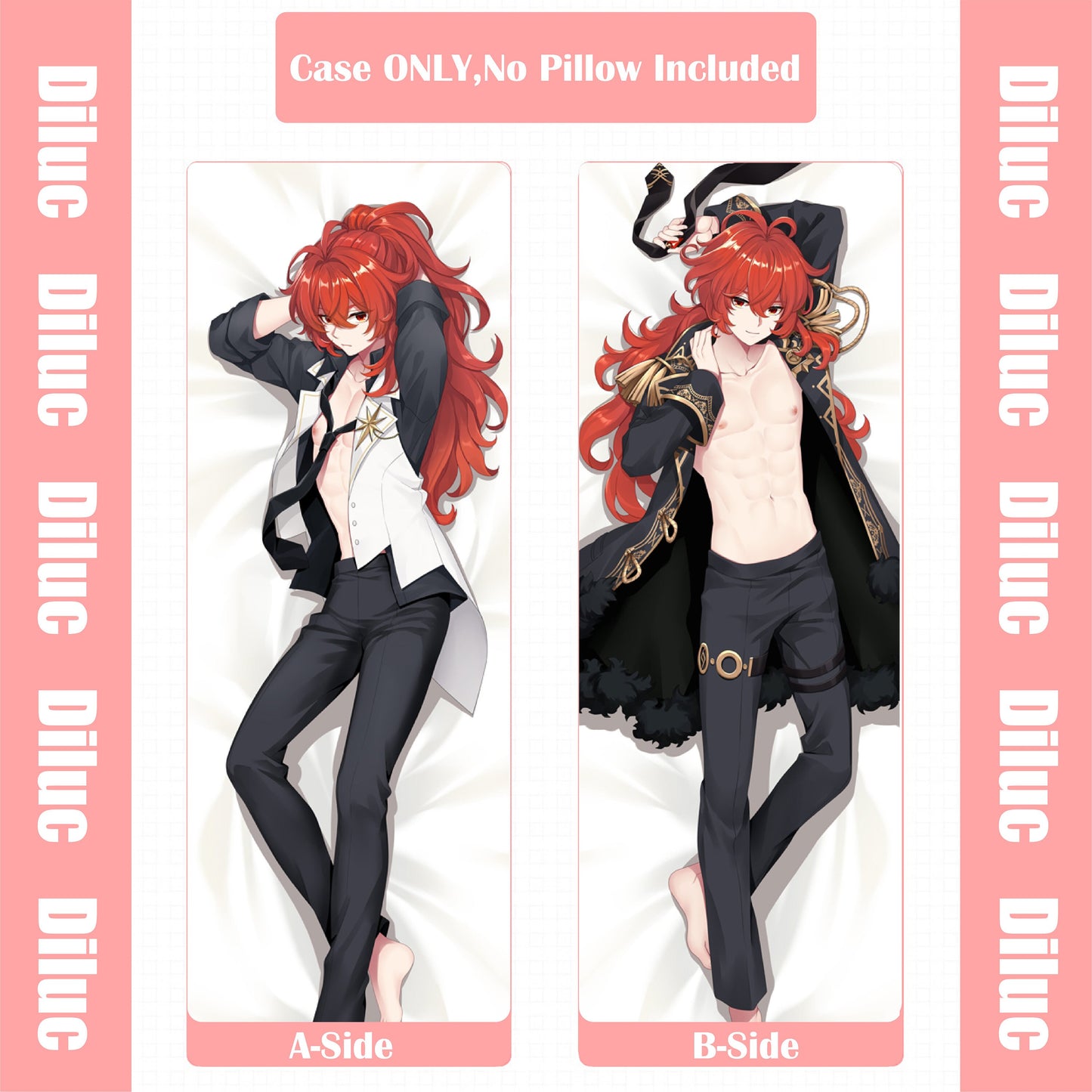 Genshin Impact-“Hot” Diluc-Dakimakura Anime Hugging Body Pillow Cover Case