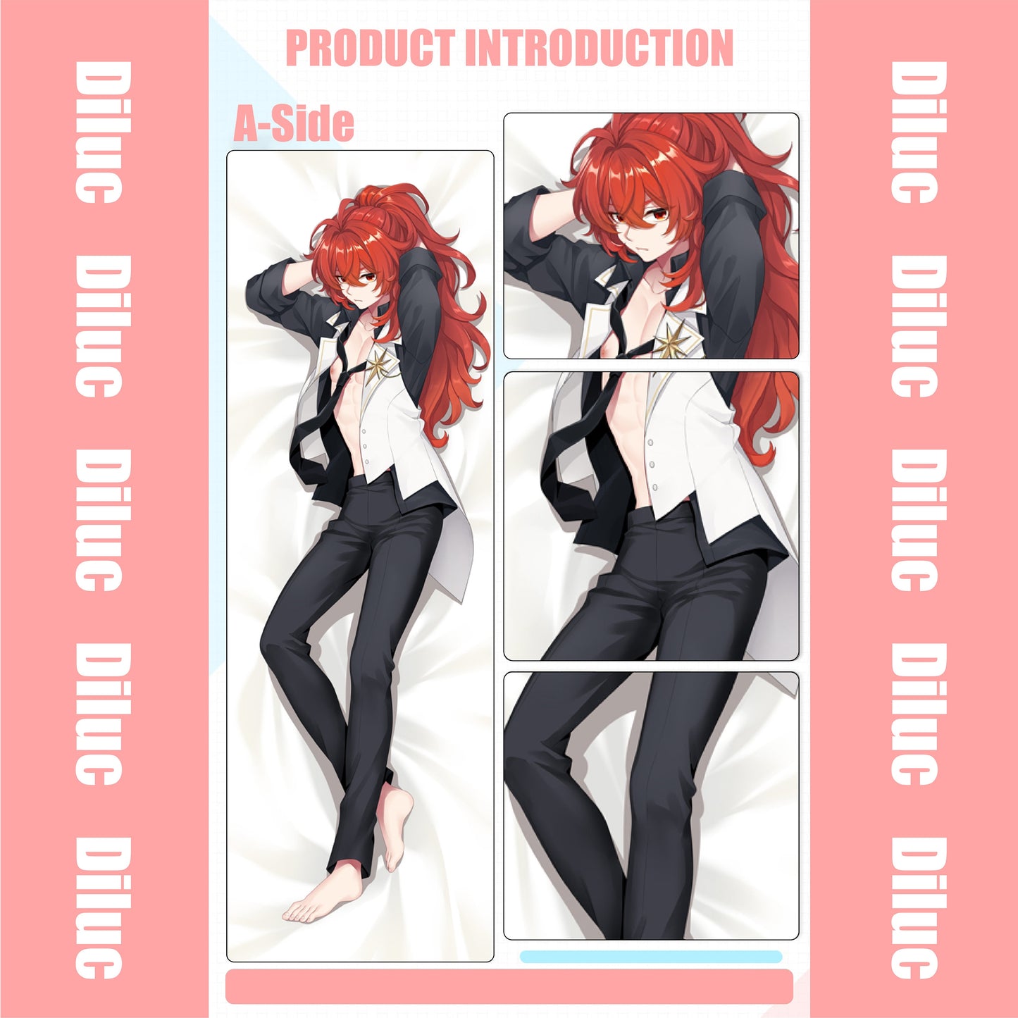 Genshin Impact-“Hot” Diluc-Dakimakura Anime Hugging Body Pillow Cover Case
