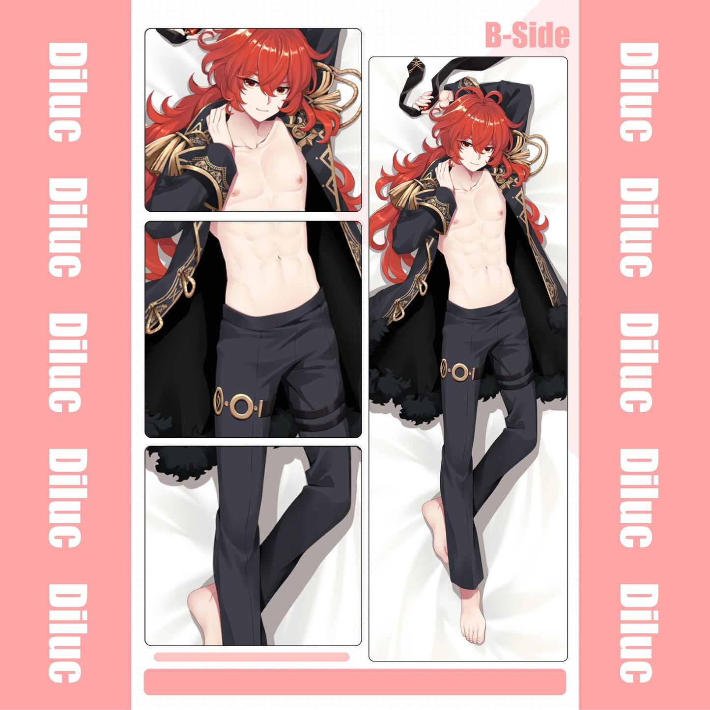Genshin Impact-“Hot” Diluc-Dakimakura Anime Hugging Body Pillow Cover Case