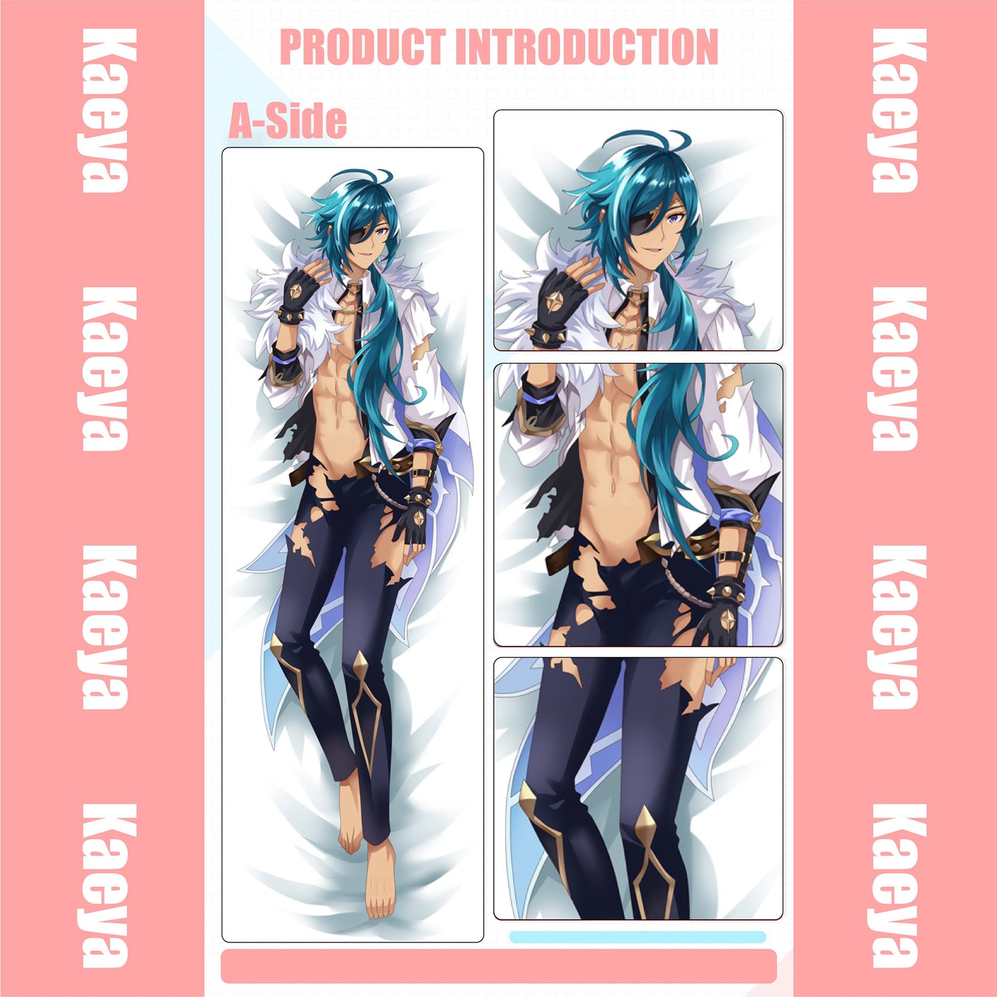 Genshin Impact Kaeya Körperkissenbezug/Kaeya Dakimakura Hülle/Körperkissenbezug Genshin Impact Premium Dakimakura