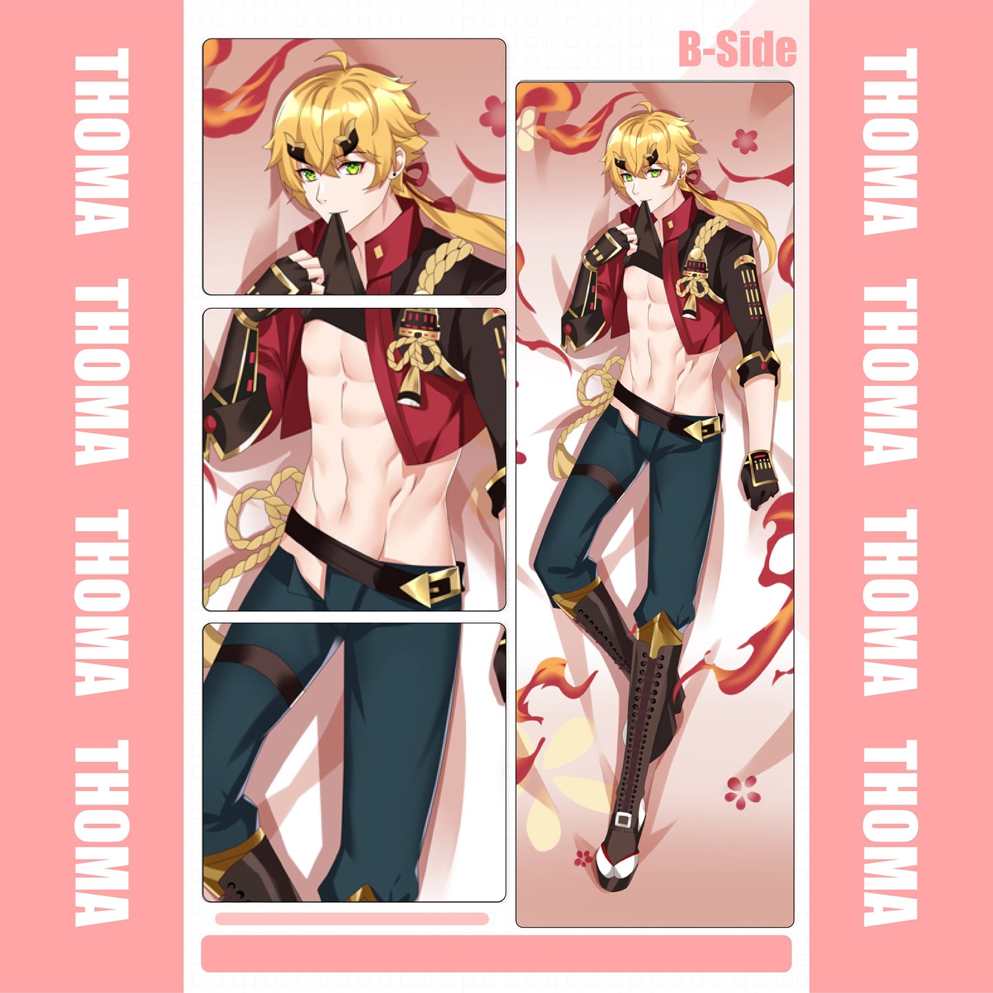 Genshin Impact-Thoma-Dakimakura Anime Hugging Body Pillow Cover Case