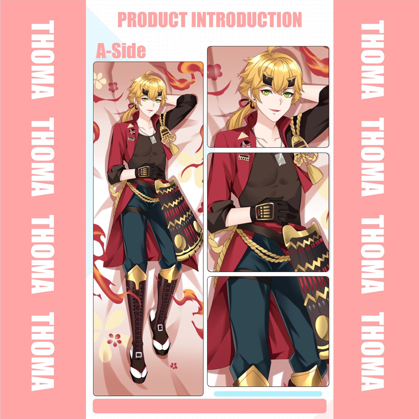 Genshin Impact-Thoma-Dakimakura Anime Hugging Body Pillow Cover Case