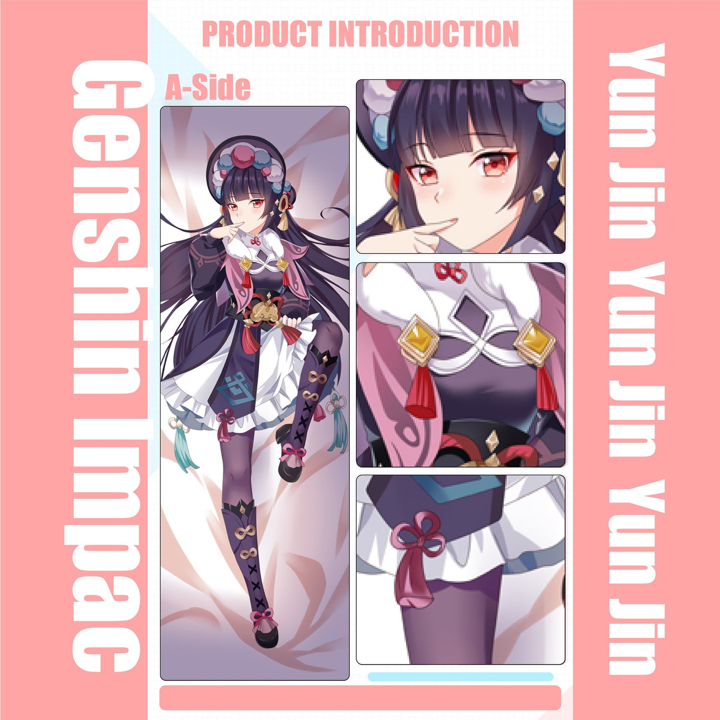 Genshin Impact-YunJin-Dakimakura Anime Hugging Body Pillow Cover Case