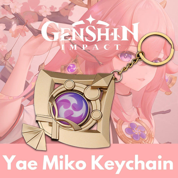 Yae Miko Vision Keychains, Liyue Visions Holographic Charm,Luminous Keychains