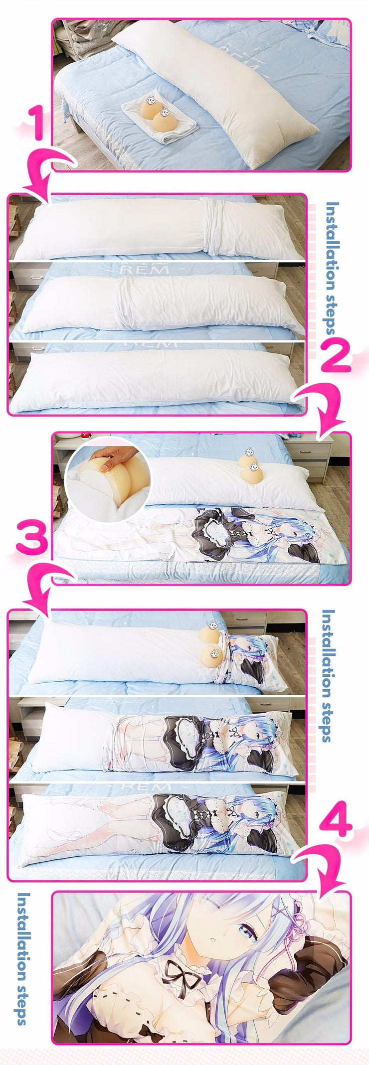 3D Pillowcase Accessories,3D Dakimakura Anime Hugging Body Pillow Cove –  ADOREHOMEstudio