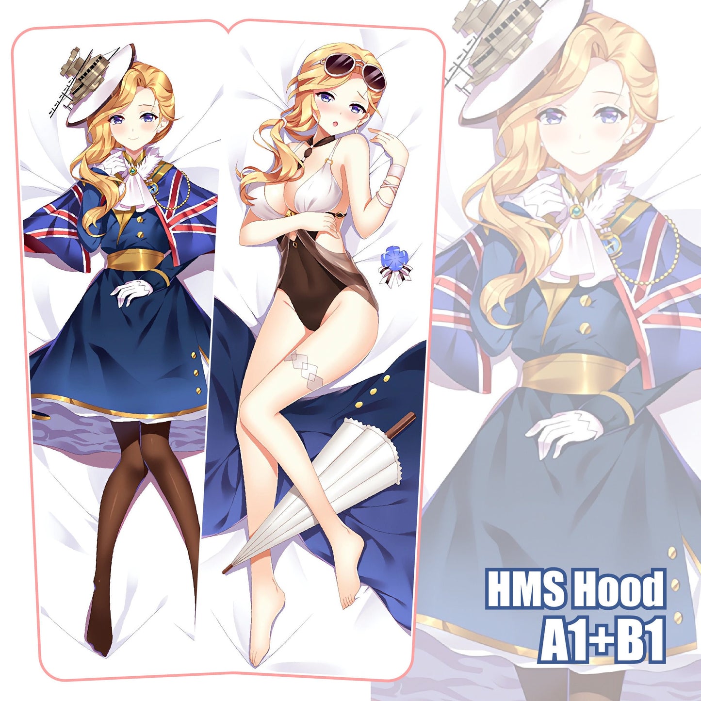 Azur Lane-HMS Hood-Dakimakura Anime Hugging Body Kissenbezug, Special Edition Geschenk