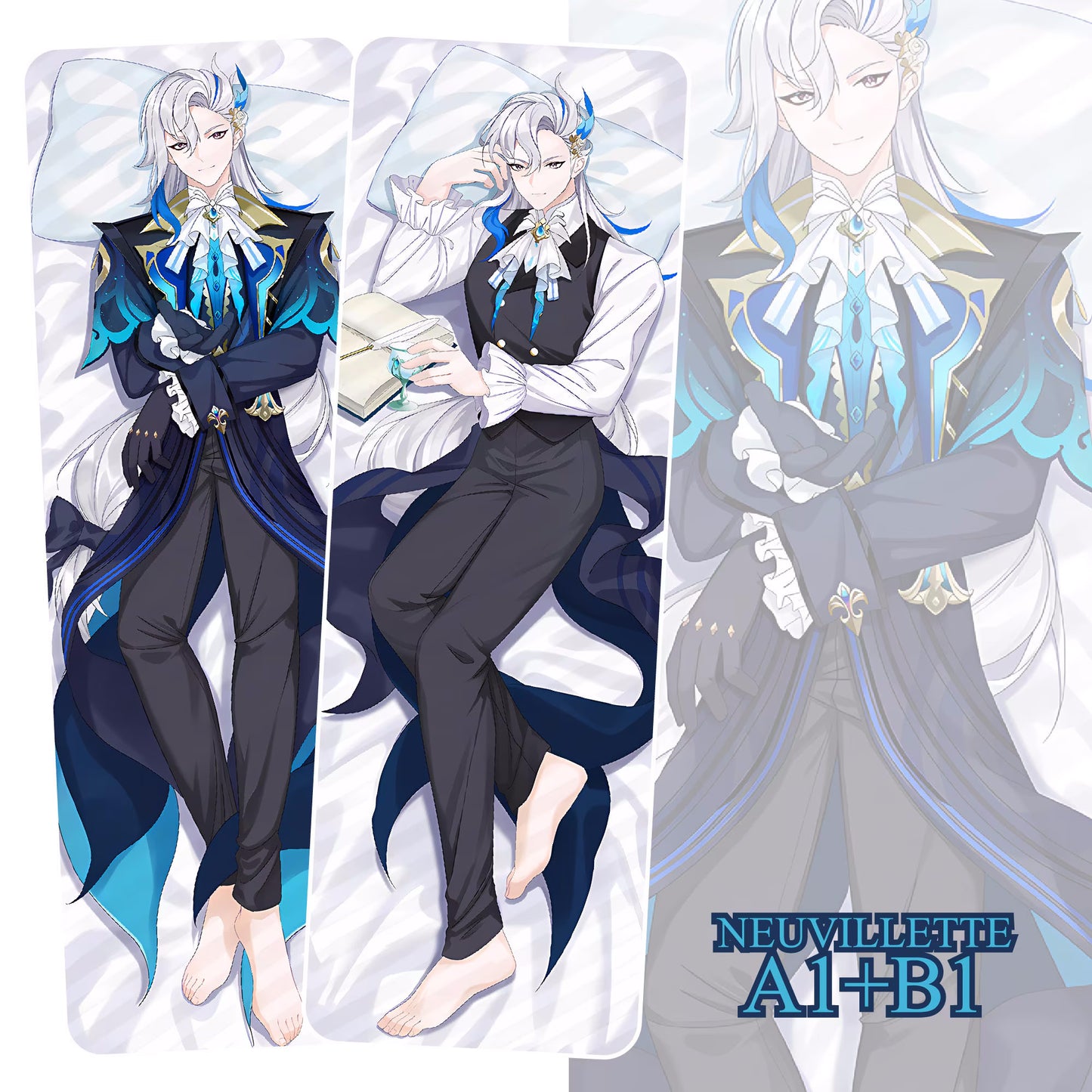 Genshin Impact-Neuvillette-Dakimakura Anime Hugging Body Pillow Cover Case,Pillow Cover Gift