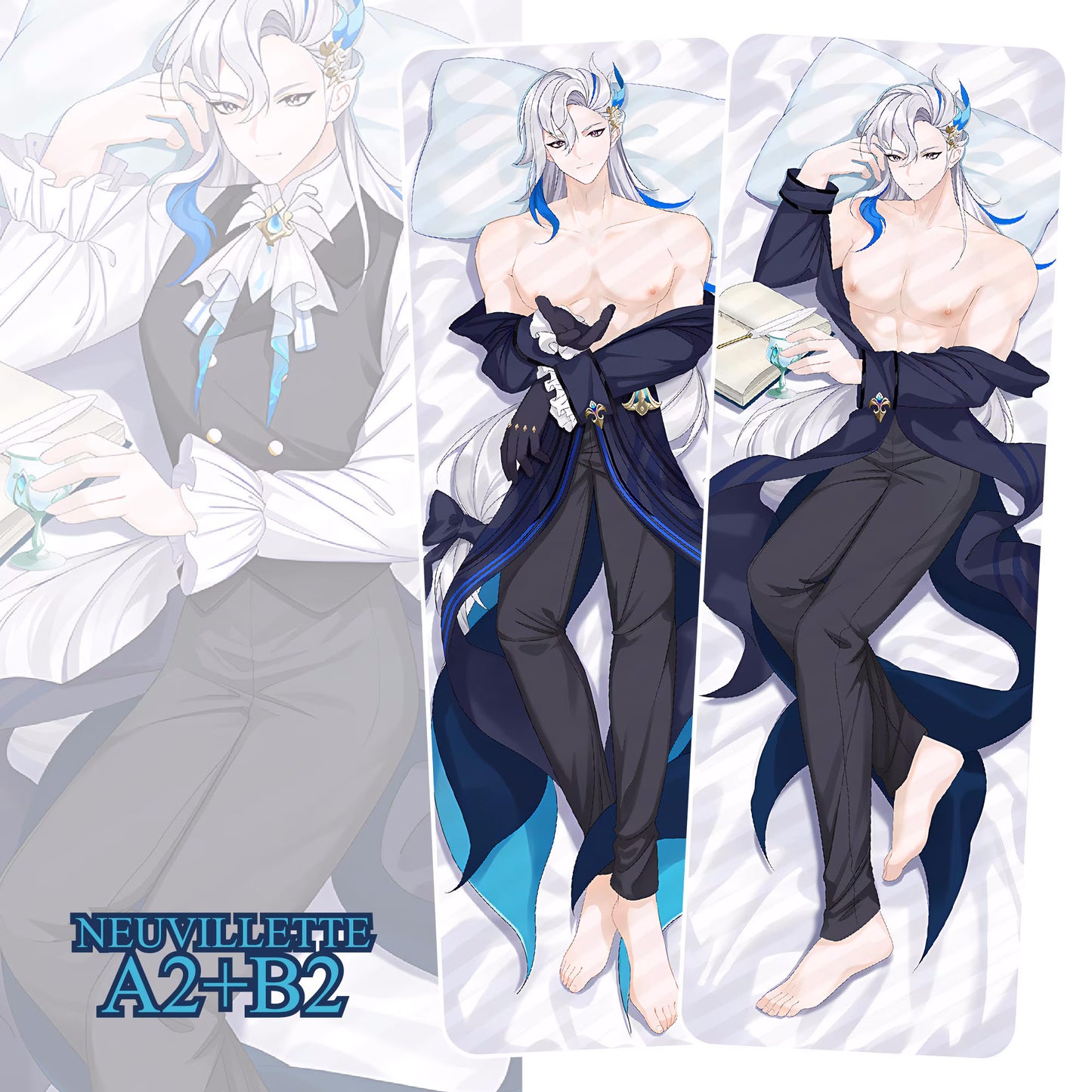 Genshin Impact-Neuvillette-Dakimakura Anime Hugging Body Pillow Cover Case,Pillow Cover Gift