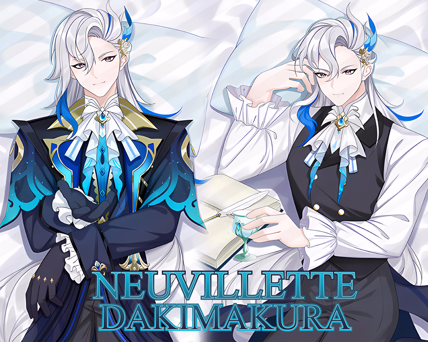 Genshin Impact-Neuvillette-Dakimakura Anime Hugging Body Pillow Cover Case,Pillow Cover Gift